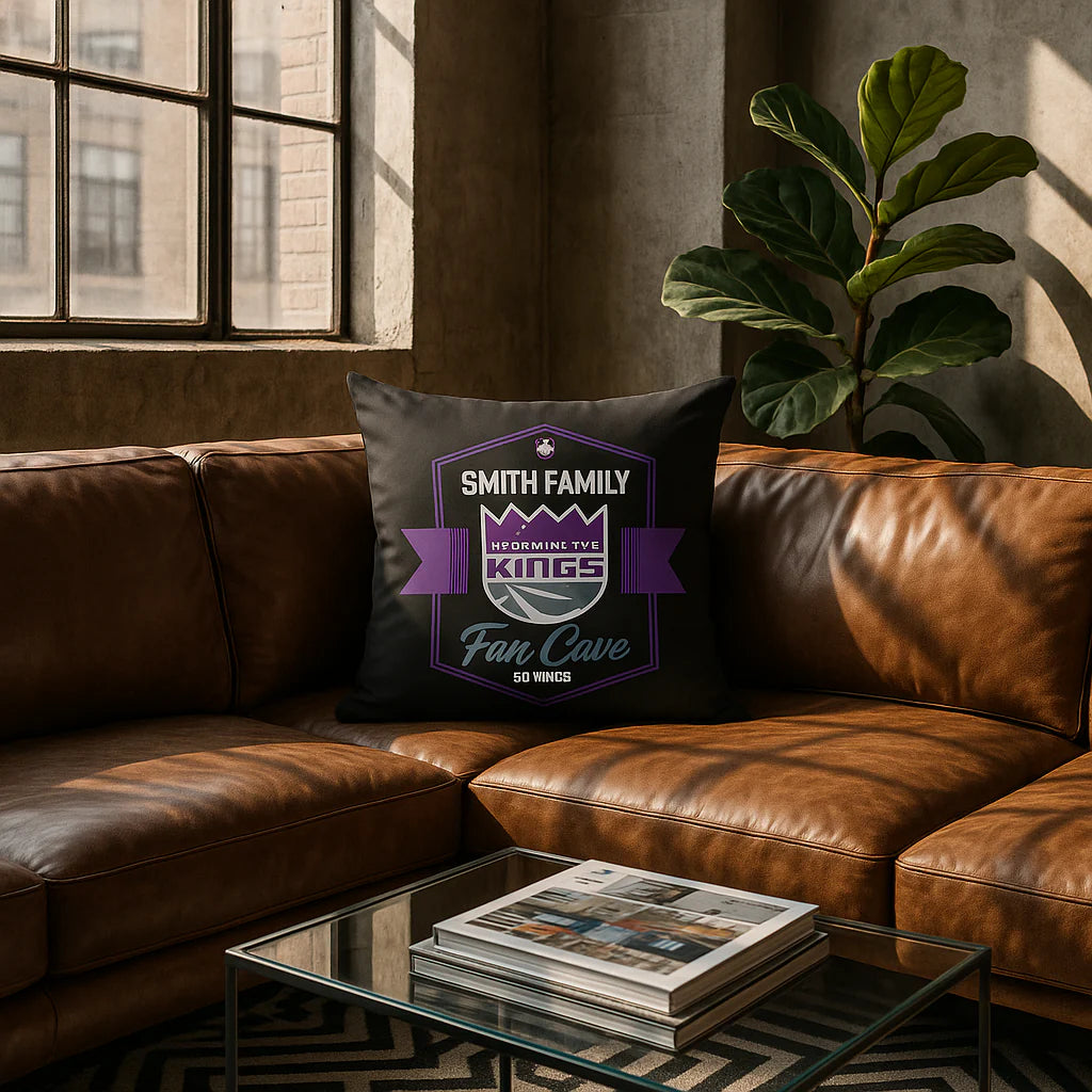 Premium and stylish  18" x 18" NBA Sacramento Kings Dominion Personalized Throw Pillow
