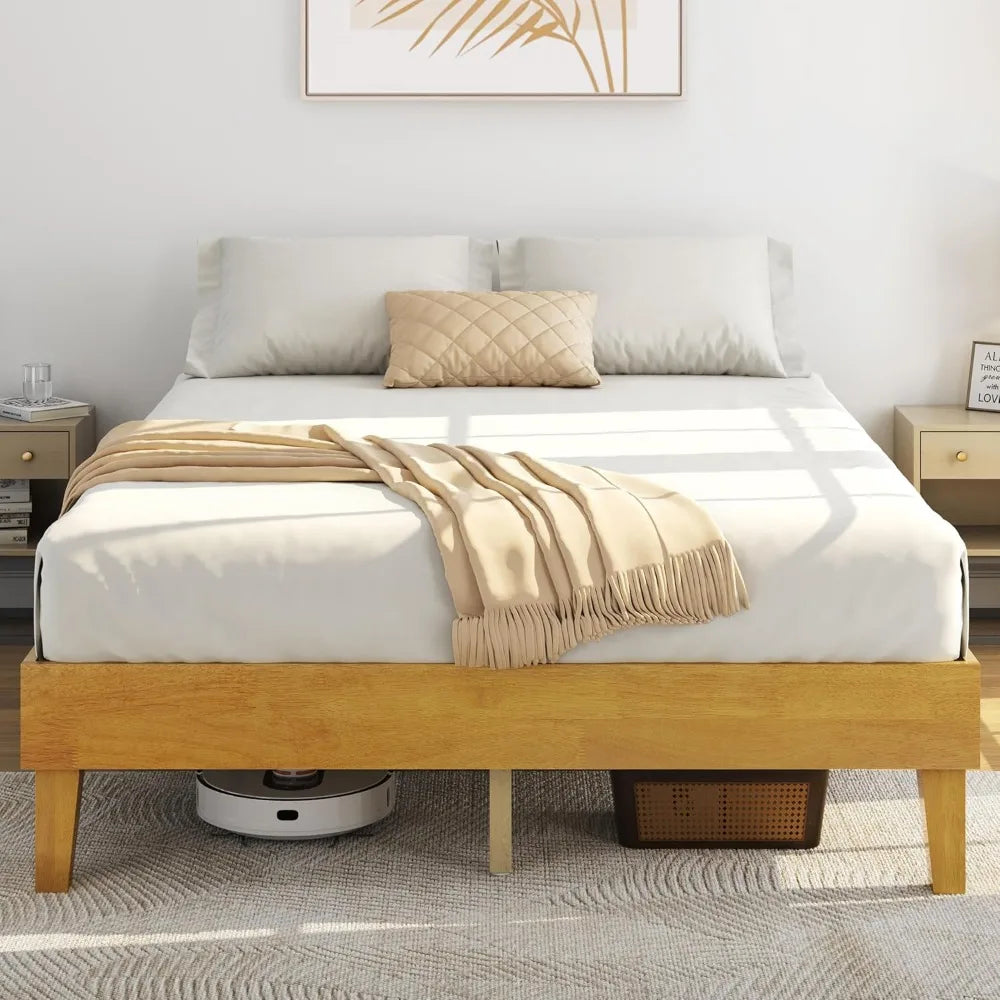 Natural Solid Wood Platform Bed 
