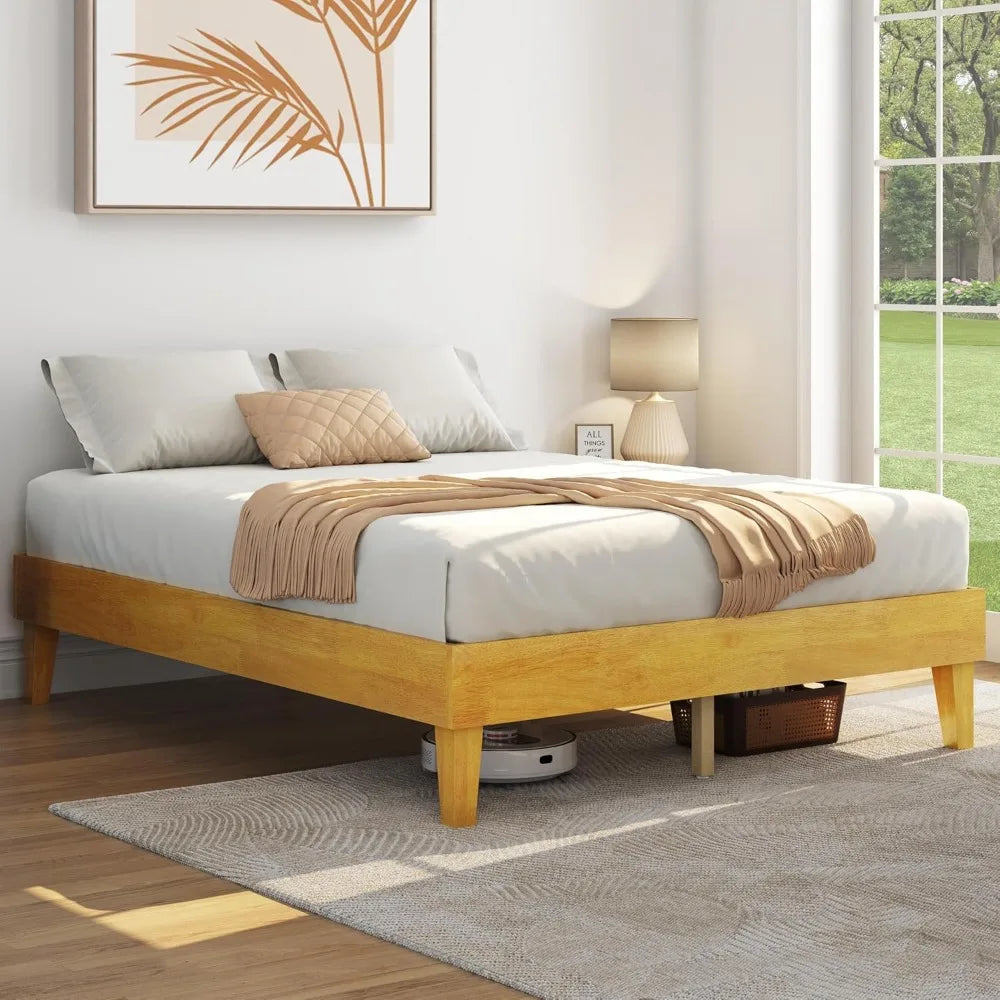 Natural Solid Wood Platform Bed 