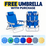 Tall Beach Chair 2-Pack with 17" High Seat, Reclining Folding Design