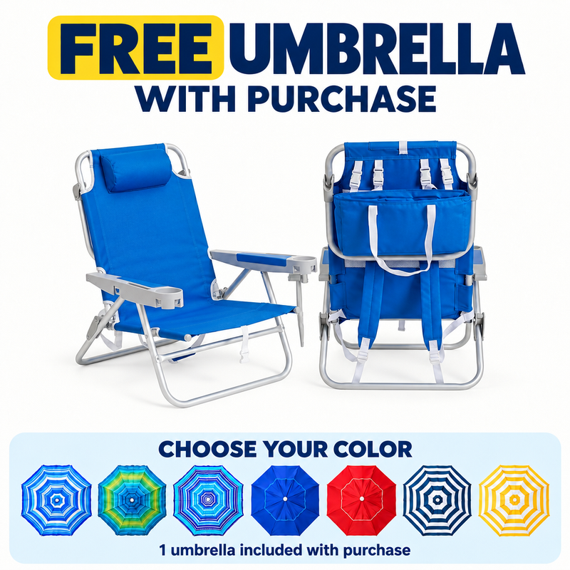 Tall Beach Chair 2-Pack with 17" High Seat, Reclining Folding Design