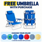 Tall Beach Chair 2-Pack with 17" High Seat, Reclining Folding Design