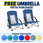 Folding Beach Chairs 2-Pack – Mesh Back with Cup Holders