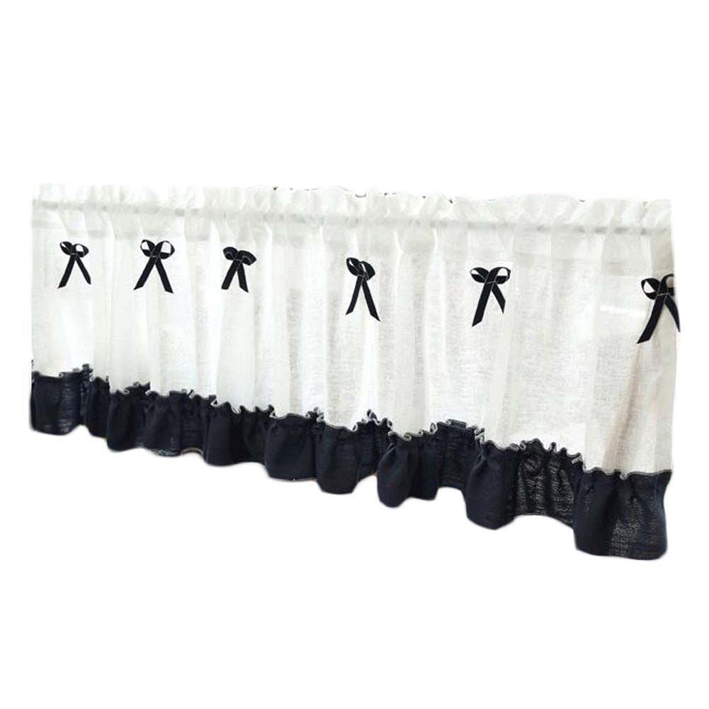 Navy Blue Bowknot Café Valance