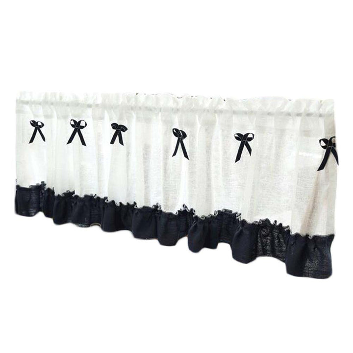 Navy Blue Bowknot Café Valance
