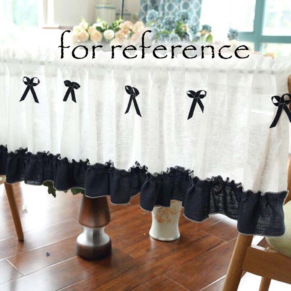 Navy Blue Bowknot Café Valance