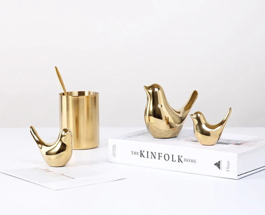 Nordic Ceramic Gold Animal Statue jewelry