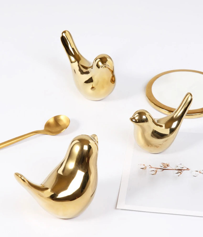 Nordic Ceramic Gold Animal Statue jewelry