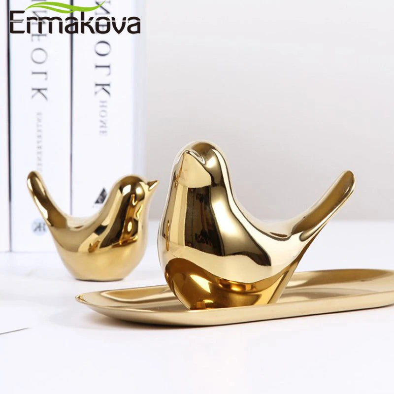 Nordic Ceramic Gold Animal Statue jewelry
