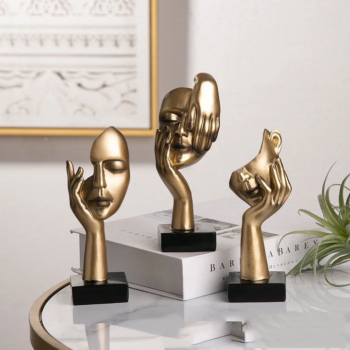 Nordic Resin Abstract Face Sculpture