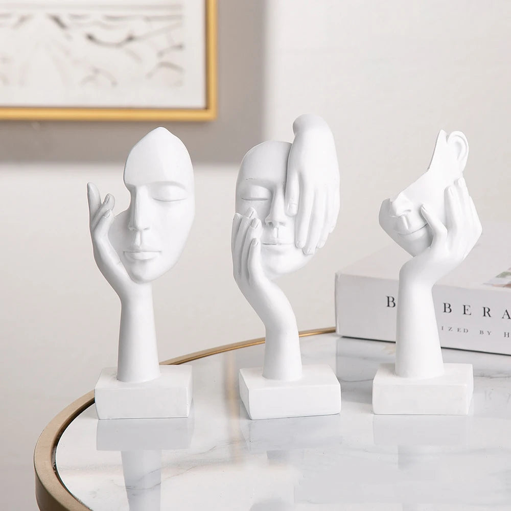 Nordic Resin Abstract Face Sculpture