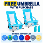 Folding Beach Chairs 2-Pack – Mesh Back with Cup Holders