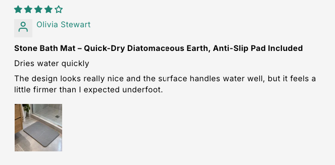 Stone Bath Mat – Quick-Dry Diatomaceous Earth, Anti-Slip Pad Included customer review screenshot 5
