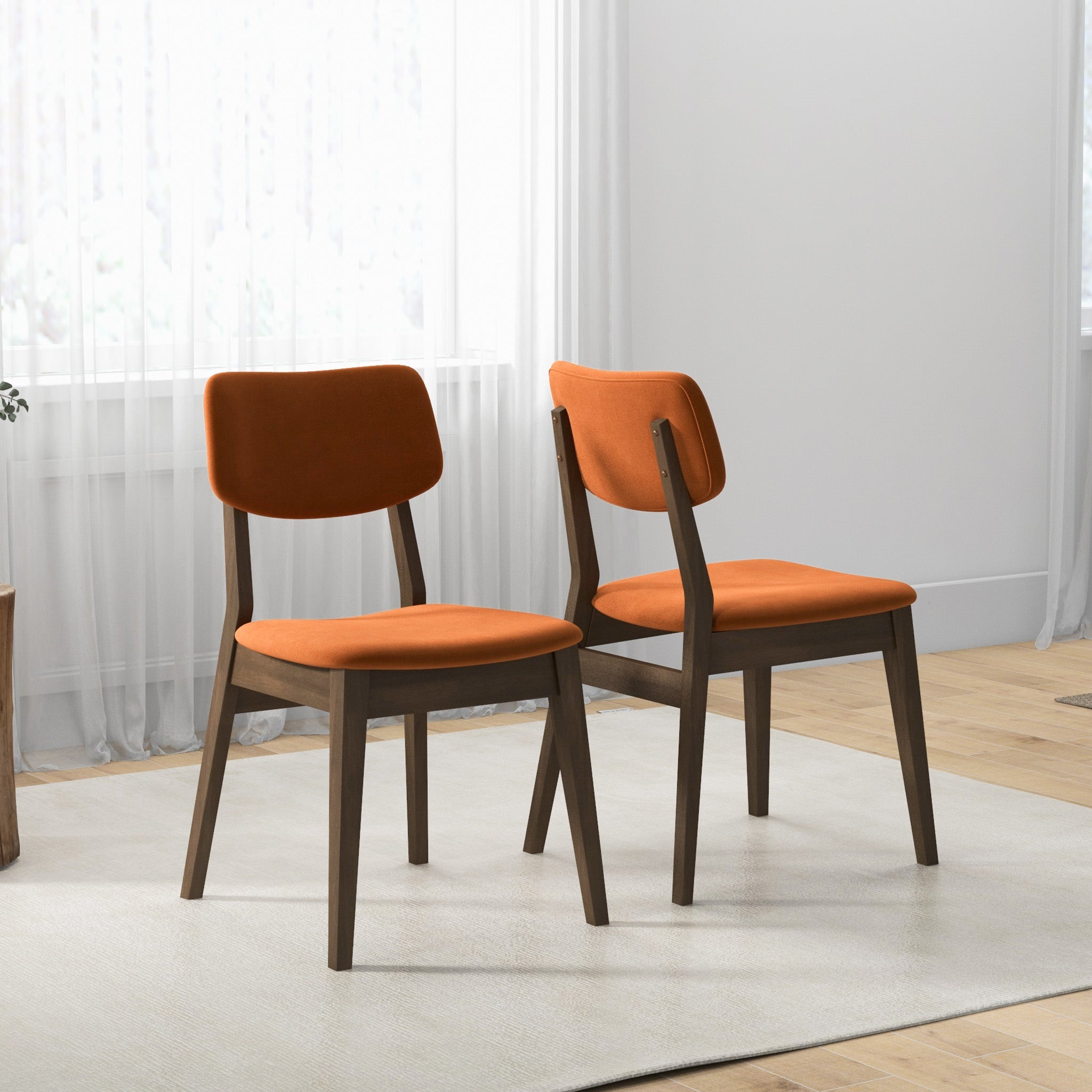 Burnt Orange Velvet Solid Back Side Chair (Set Of 2)