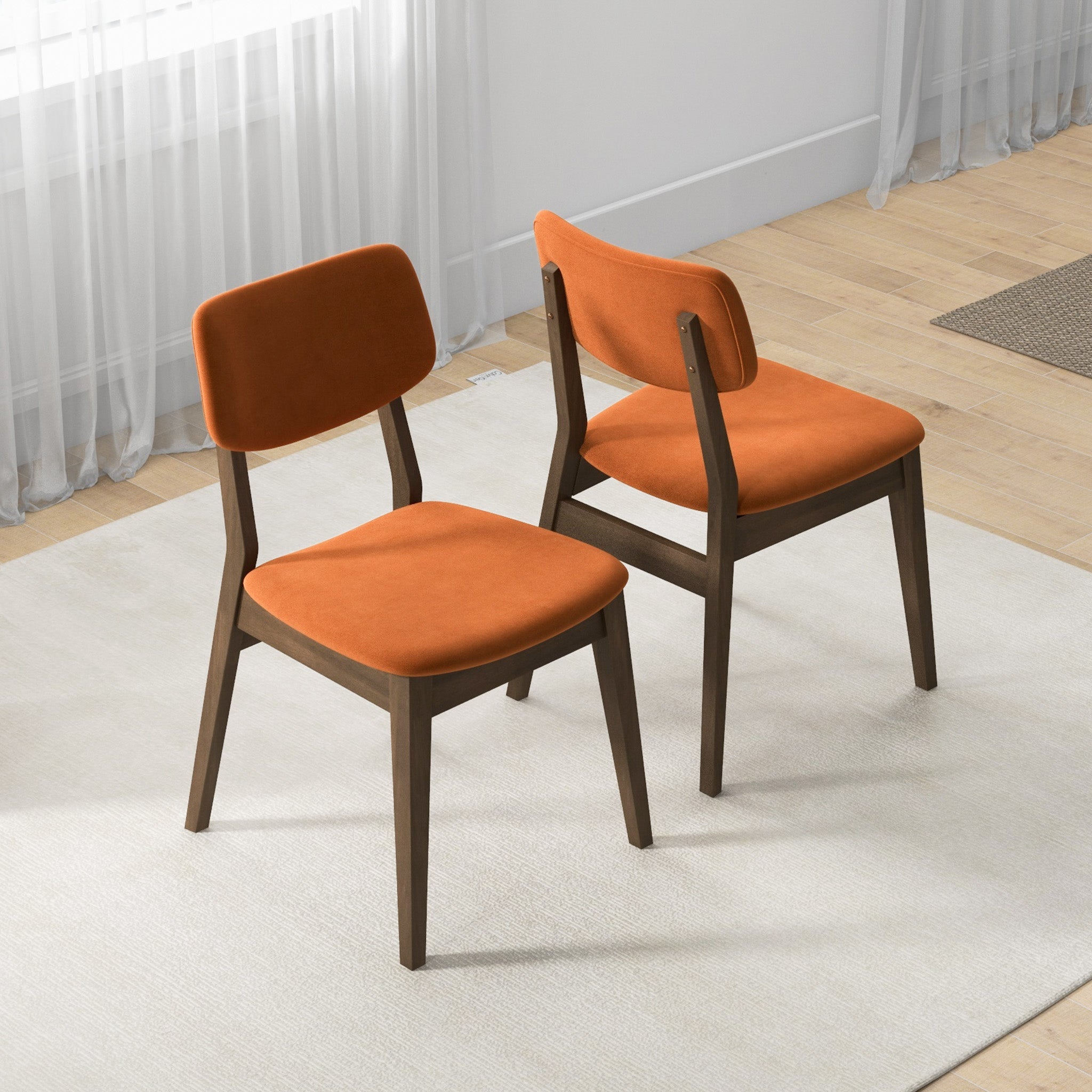 Burnt Orange Velvet Solid Back Side Chair (Set Of 2)