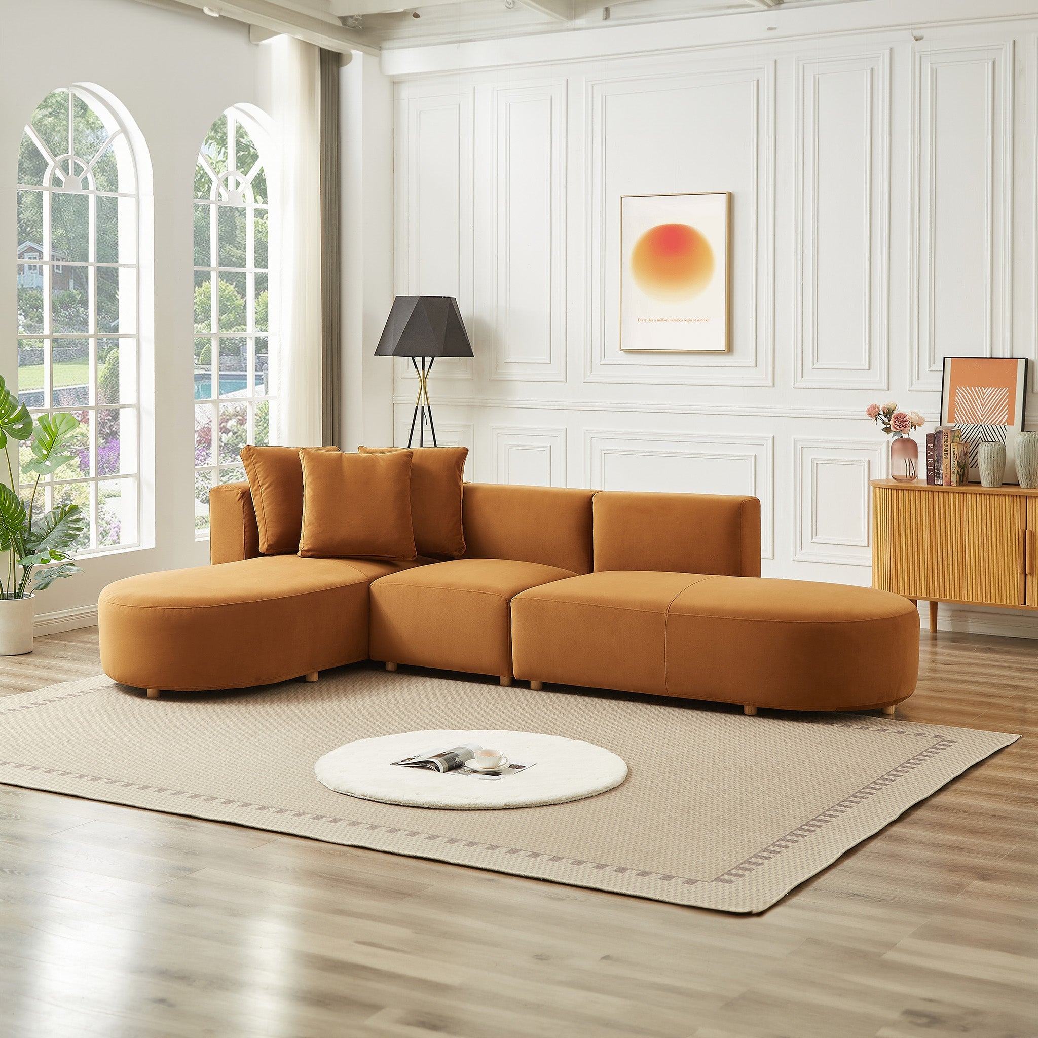 Orby Velvet Sectional Sofa Left Facing