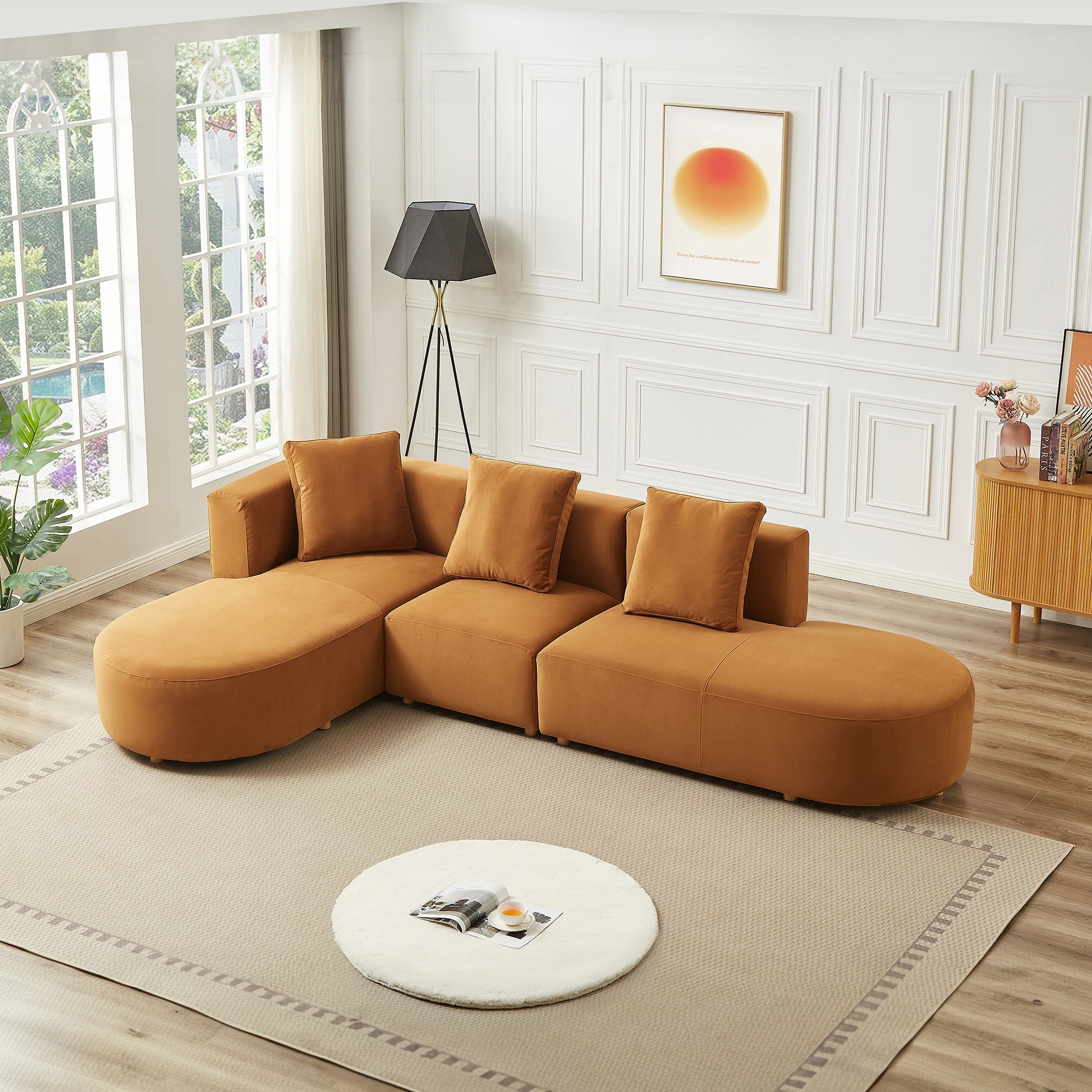 Orby Velvet Sectional Sofa Left Facing