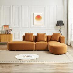 Orby Velvet Sectional Sofa Right Facing