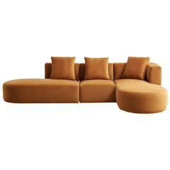 Orby Velvet Sectional Sofa Right Facing