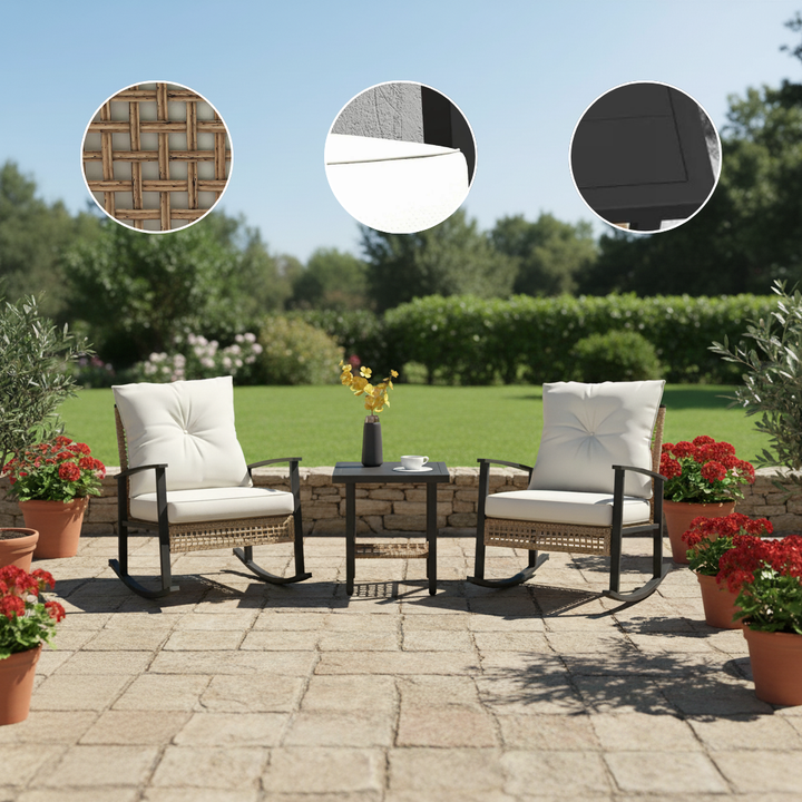 Outsunny 3-Piece White Wicker Bistro Set