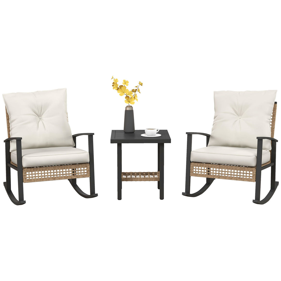 Outsunny 3-Piece White Wicker Bistro Set