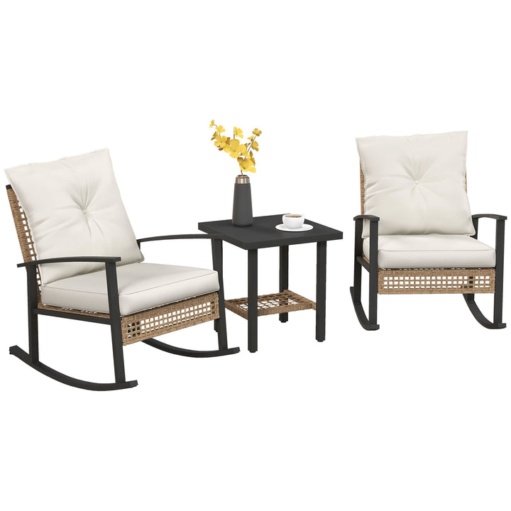 Outsunny 3-Piece White Wicker Bistro Set