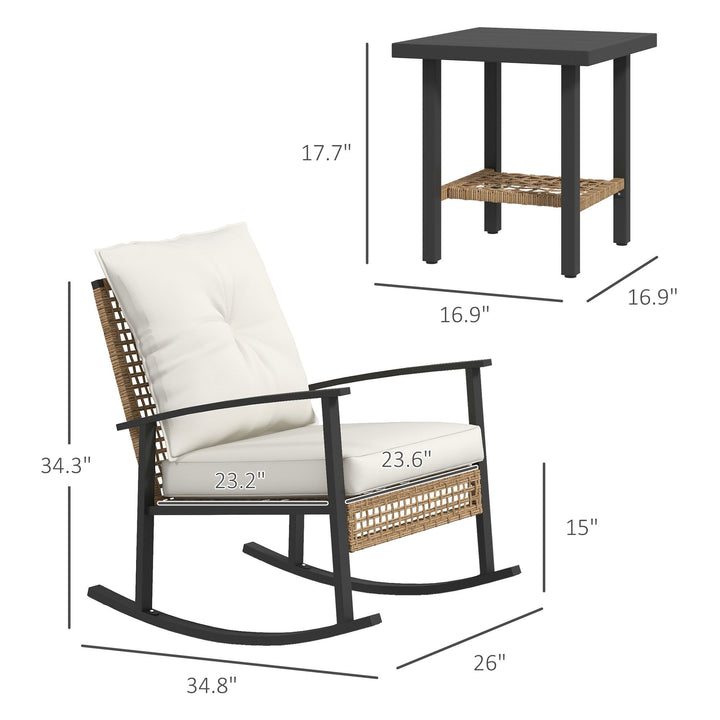 Outsunny 3-Piece White Wicker Bistro Set