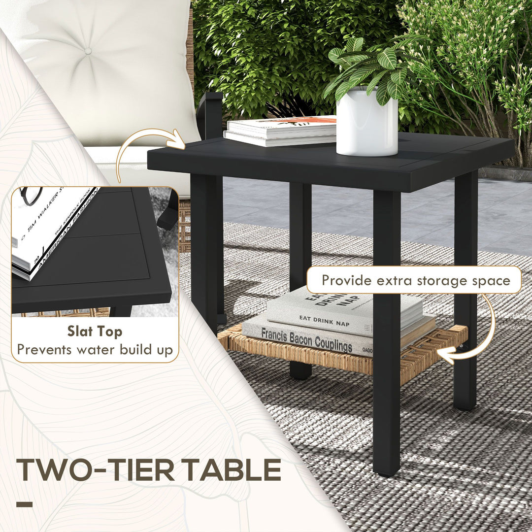 Outsunny 3-Piece White Wicker Bistro Set