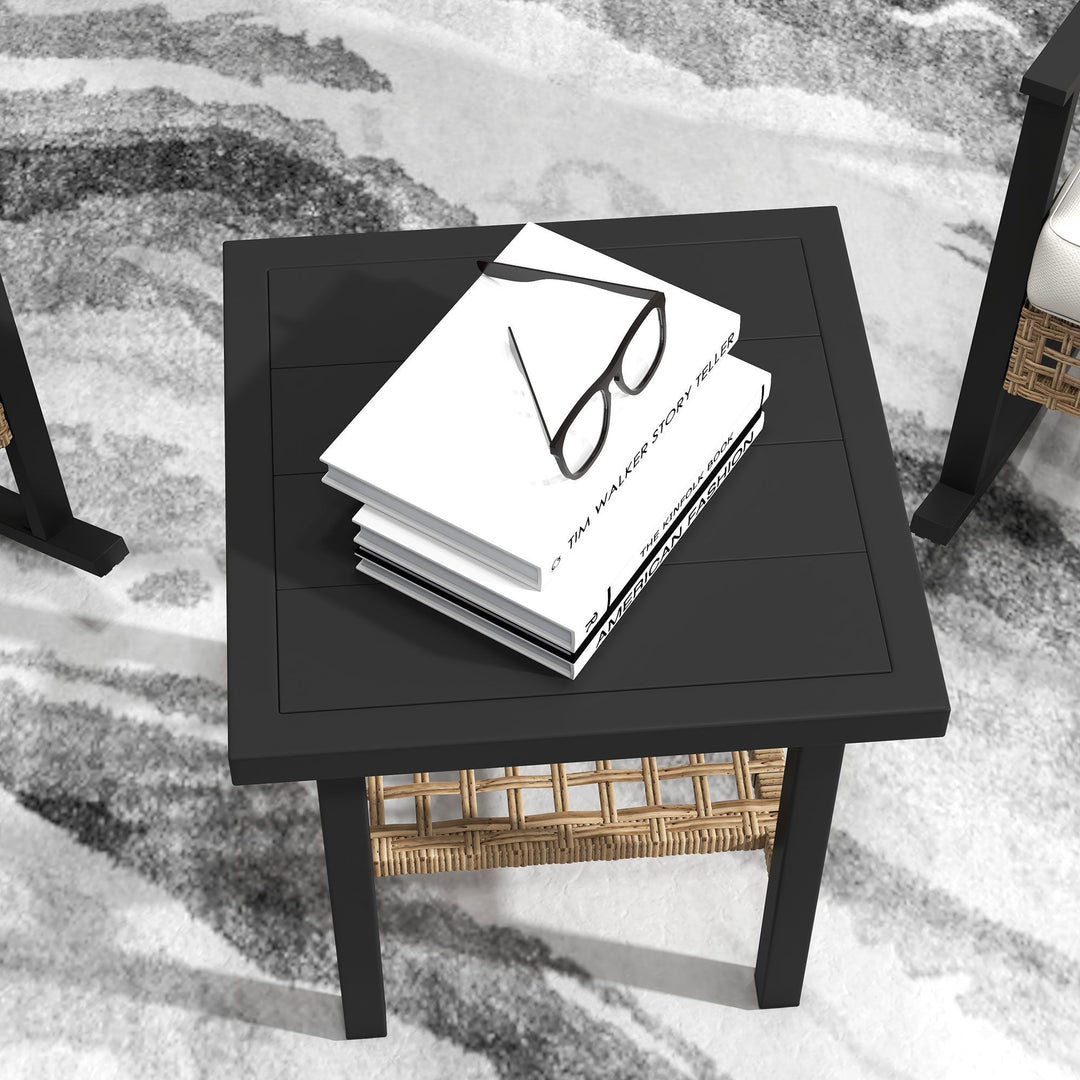 Outsunny 3-Piece White Wicker Bistro Set