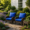 Outsunny 4-Piece Premium Patio Chair Cushion & Back Pillow Set - Navy Blue Fade-Resistant Replacement Seat Cushions for Outdoor Garden Furniture