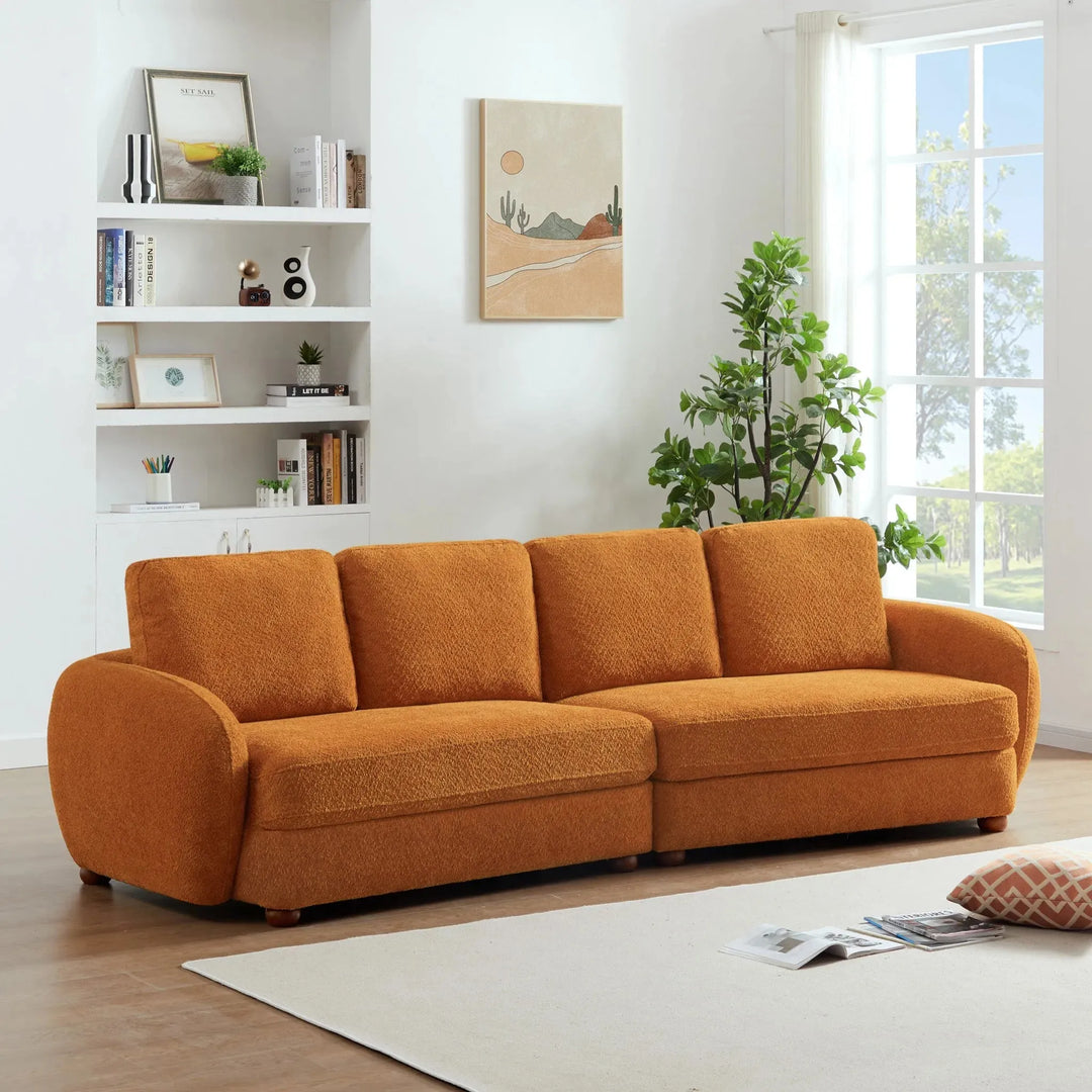 Paton Boucle Fabric Sofa Orange