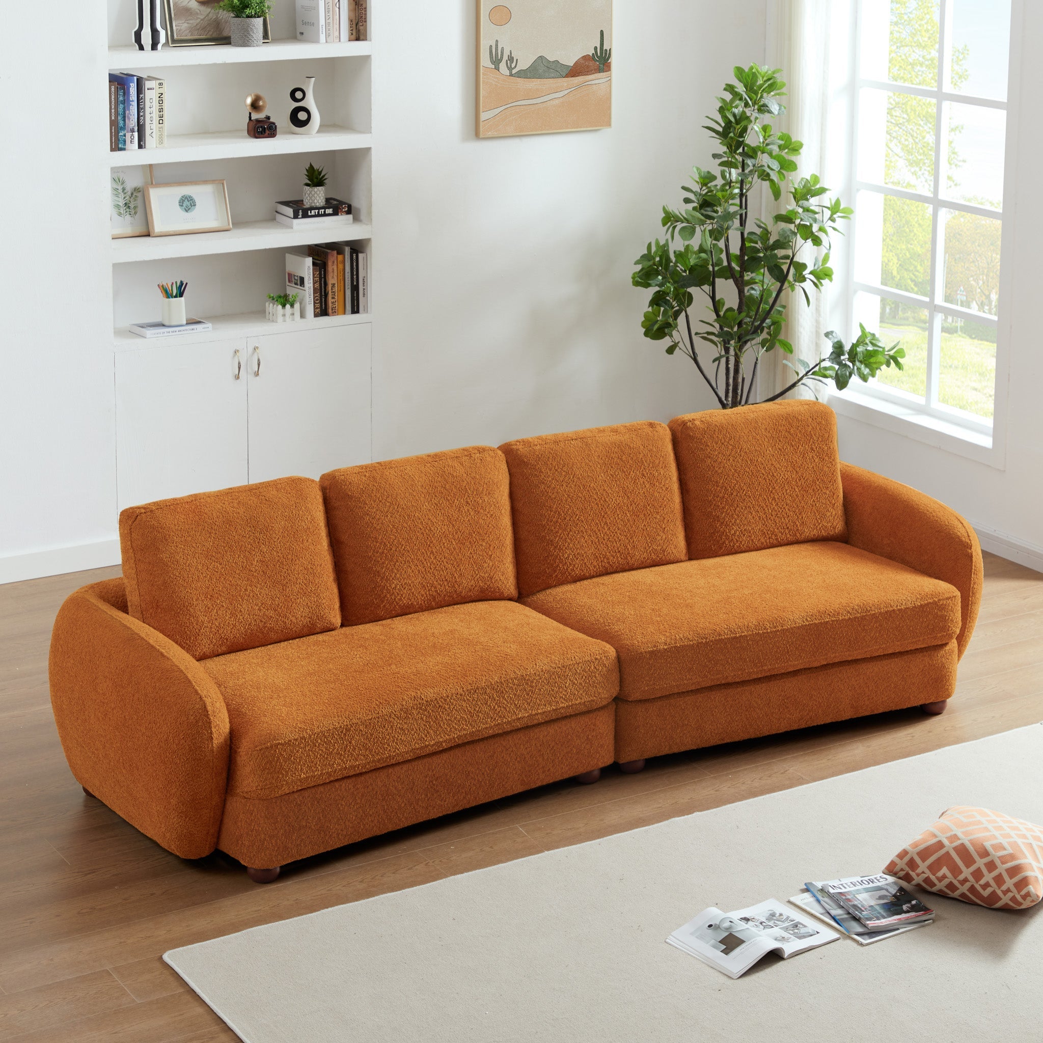 Paton Boucle Fabric Sofa Orange