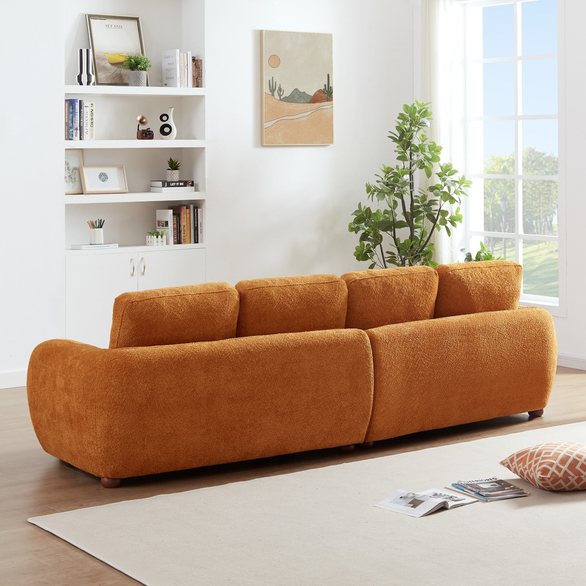 Paton Boucle Fabric Sofa Orange