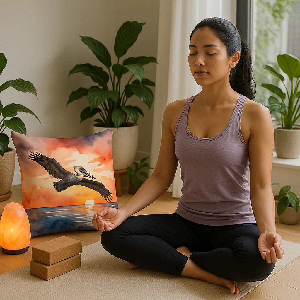 Premium 14" x 14" Pelican Fiery Sunset Throw Pillow - Machine Washable Indoor Outdoor Decorative Accent