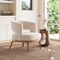 Beige Upholstered Accent Chair – Polyester Fabric & Ash Wood Frame | Living Room & Dining | Trufairs