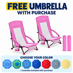 Folding Beach Chairs 2-Pack – Mesh Back with Cup Holders