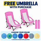 Folding Beach Chairs 2-Pack – Mesh Back with Cup Holders