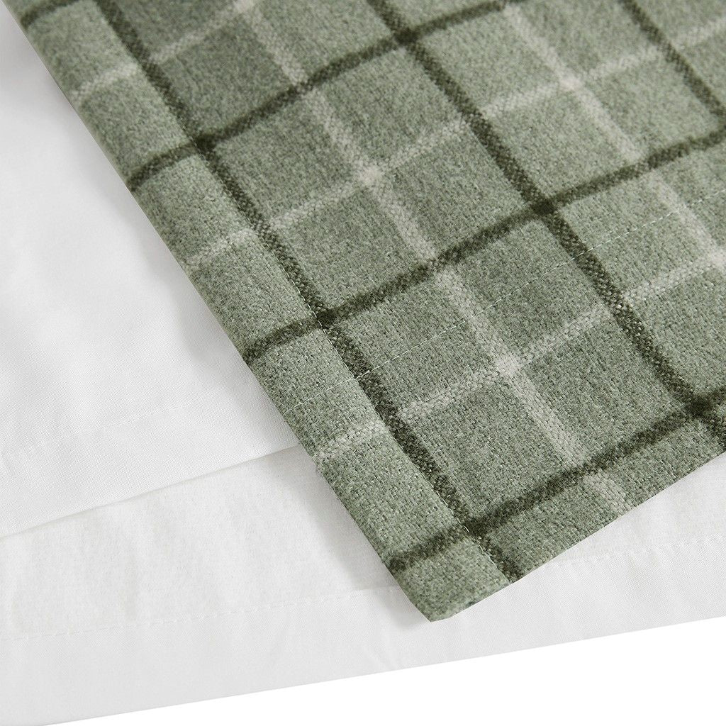Plaid Faux Leather Tab Top Curtain Panel