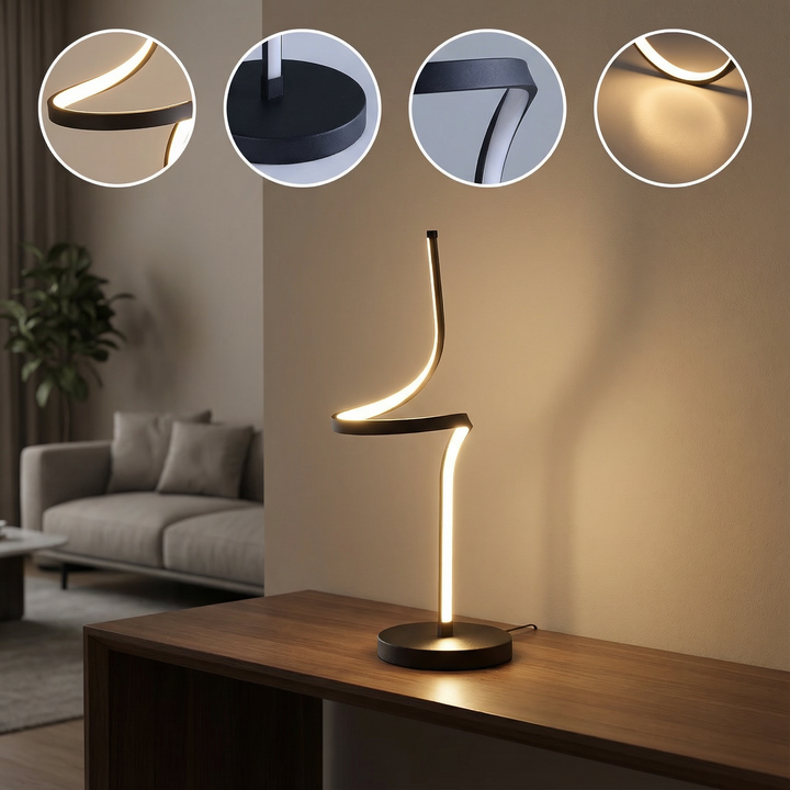 22" In Led Apollo Spiral Curved Tube Modern Table Lamp