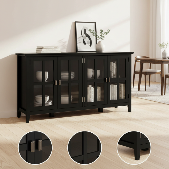 Artisan - Wide 4 Door Storage Cabinet - Black