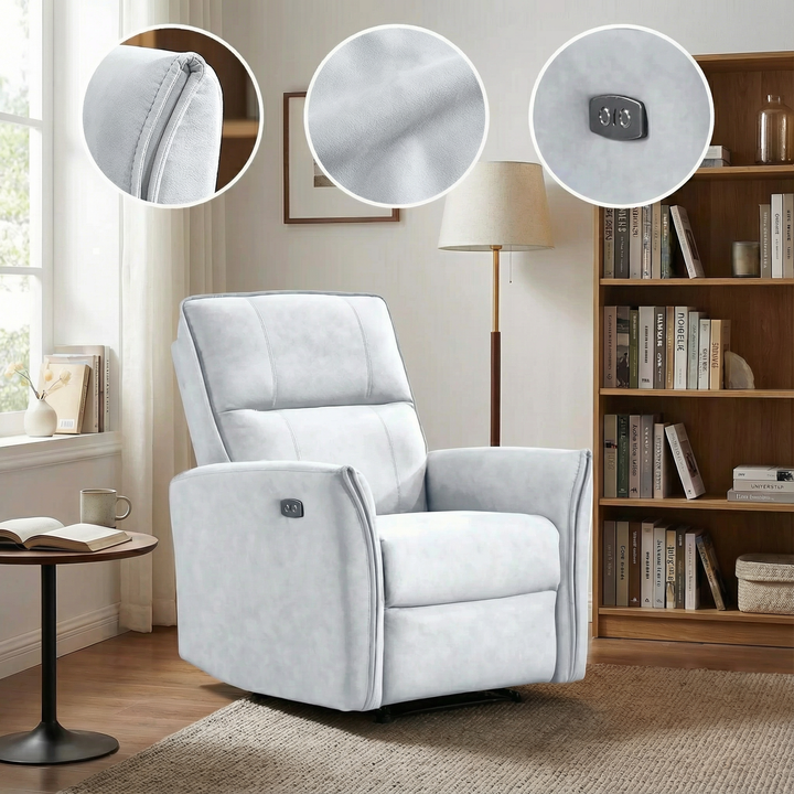 Asheville Grey Suede Recliner Chair