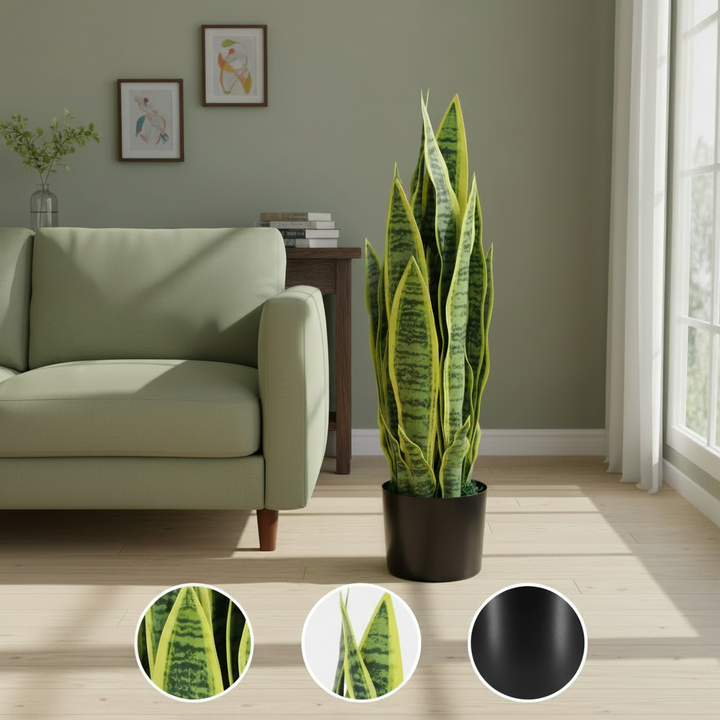 Artificial Sansevieria Plant with Pot 25.6" Green