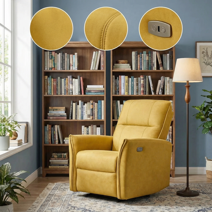 Asheville Dark Yellow Suede Recliner Chair