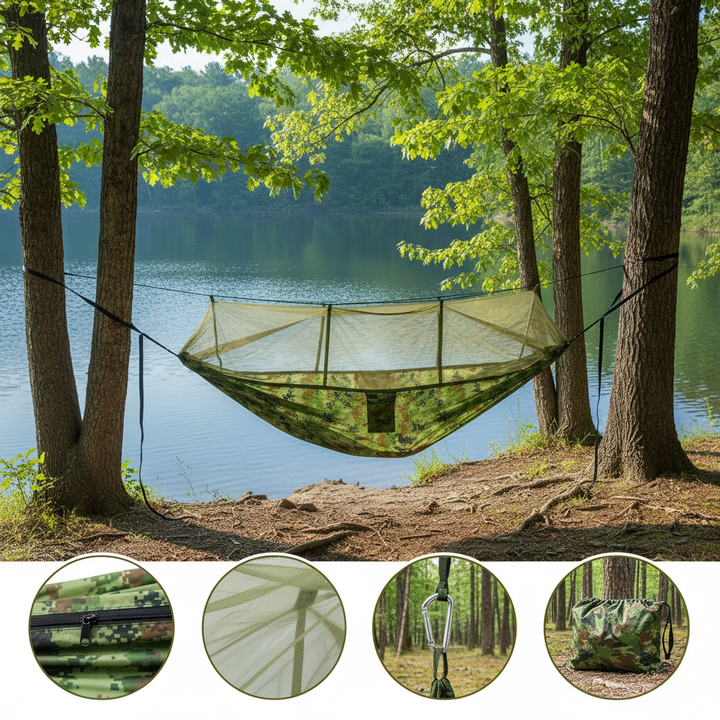 600lbs Load Outdoor Camping Hammock with Mosquito Net – 2-Person Parachute Nylon Hammock | Trufairs