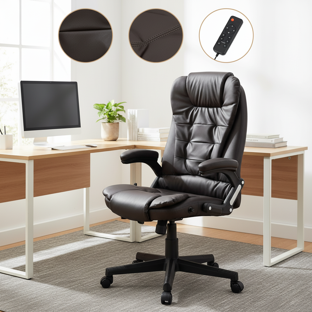 HOMCOM Heated Massage Office Desk Chair – Reclining, 6-Point Vibration, Dark Brown | Trufairs