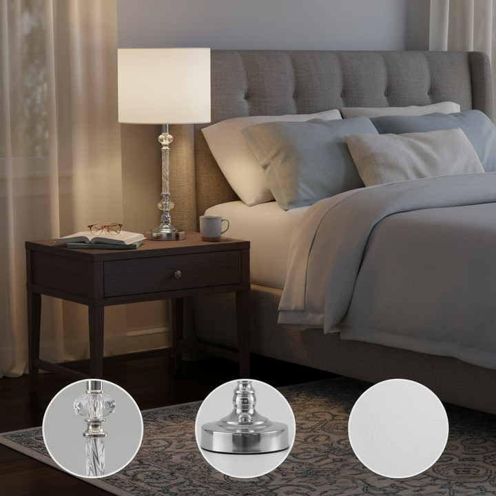 19.25" In Audrey Twisted Crystal Modern Silver Table Lamp