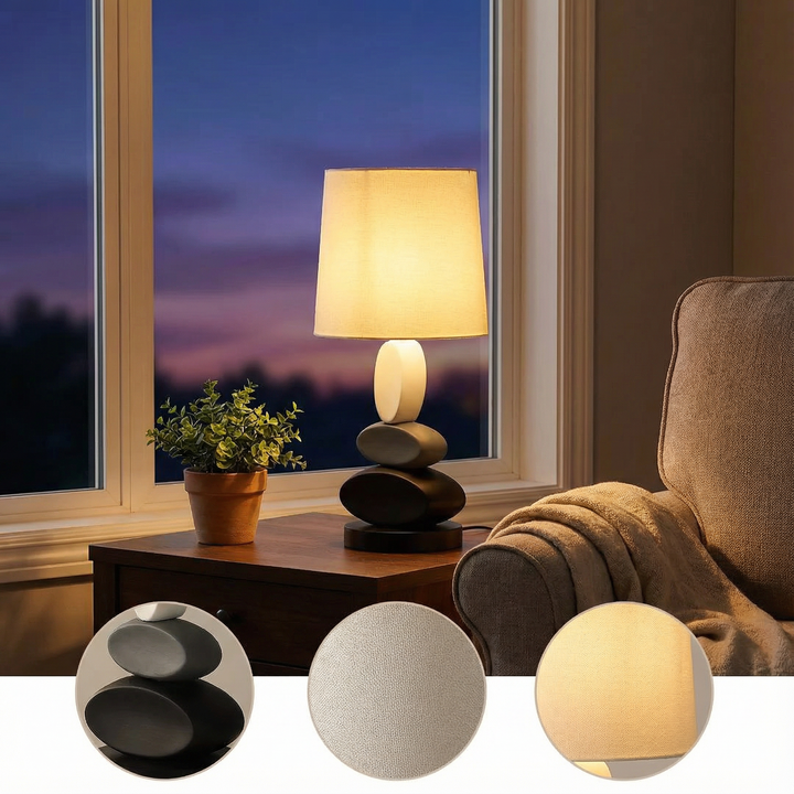 19" In Coastal Como Modern Stacked Tablets Metal Table Lamp