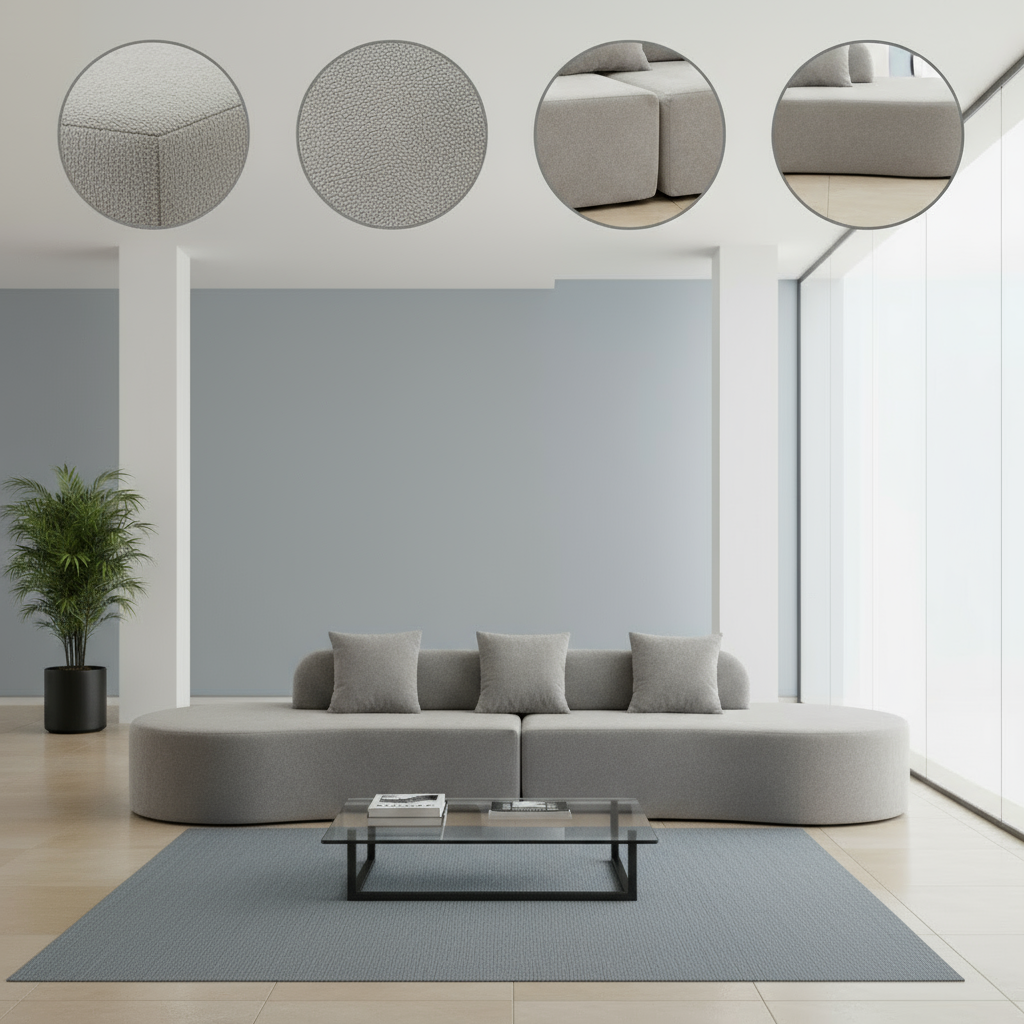 Modern Curved Combination Sofa in Terrycloth Fabric — No Assembly | Trufairs