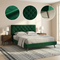 Dillon Dark Green Velvet Platform Bed (Queen Size)
