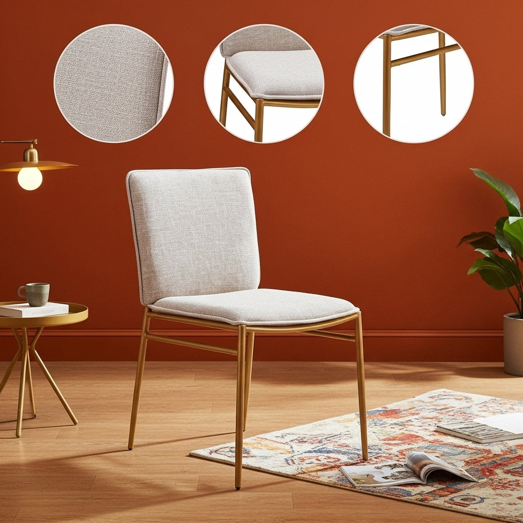 Nordvest Beige & Gold Dining Chair – Elegant Comfort & Style | Dining Chair | Trufairs